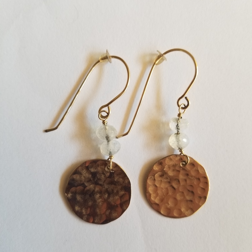 Gold filled hammered disk earrings